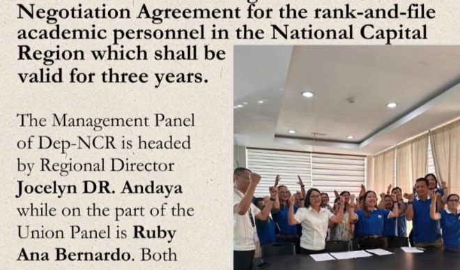 DepEd -NCR and ACT-NCR Union signed a Collective Negotiation Agreement    -read more