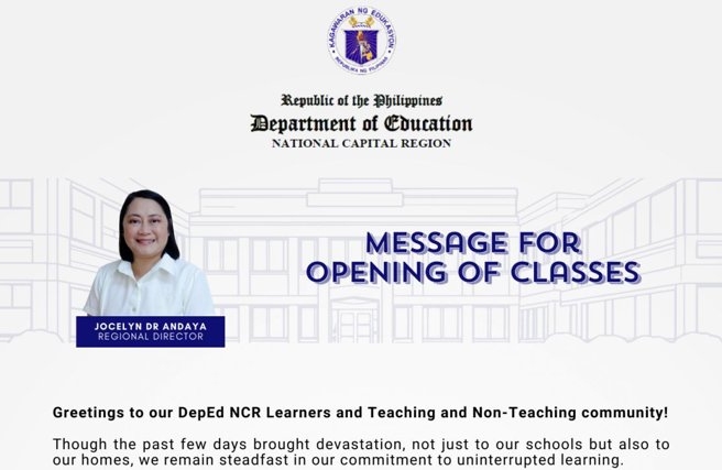 Message for Opening of Classes SY 2024-2025