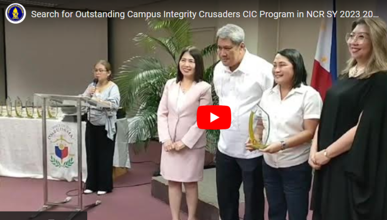 Search for Outstanding Campus Integrity Crusaders (CIC) Program in NCR SY 2023-2024